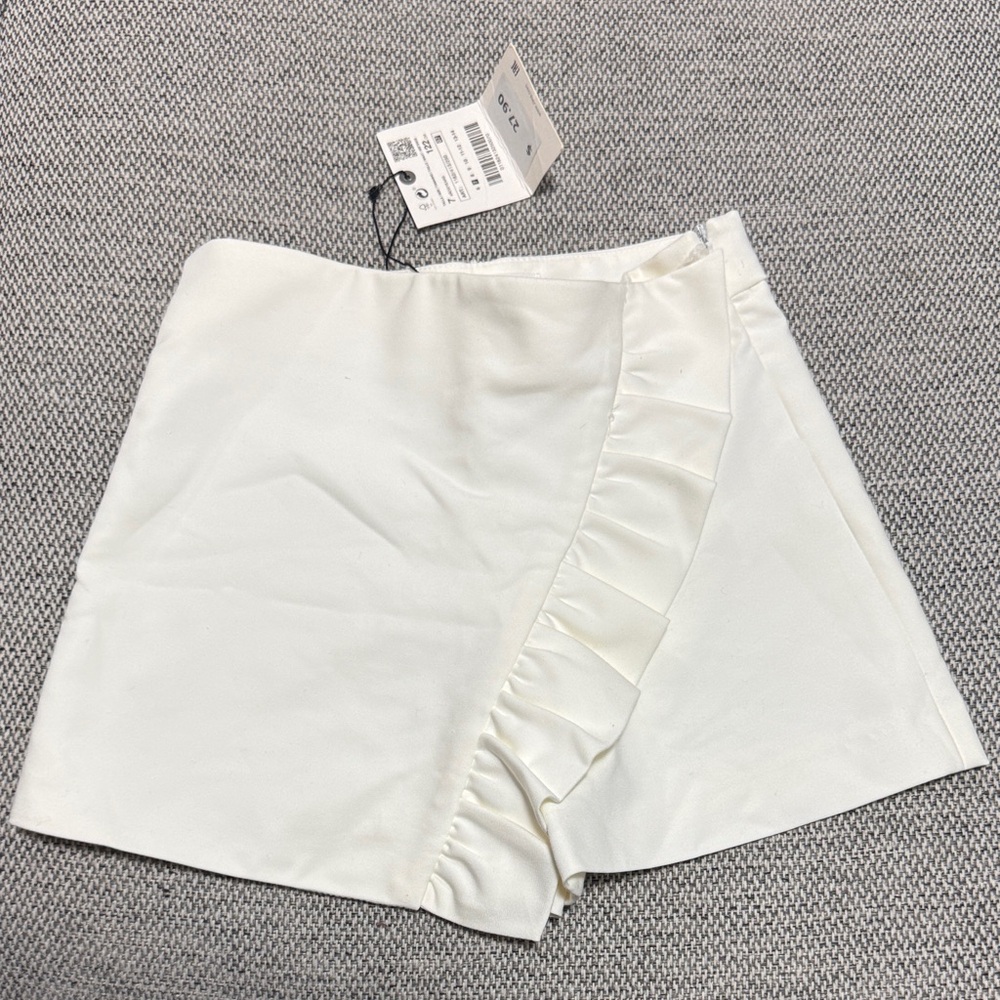 ZARA - Girls White Ruffled Kids Skort
